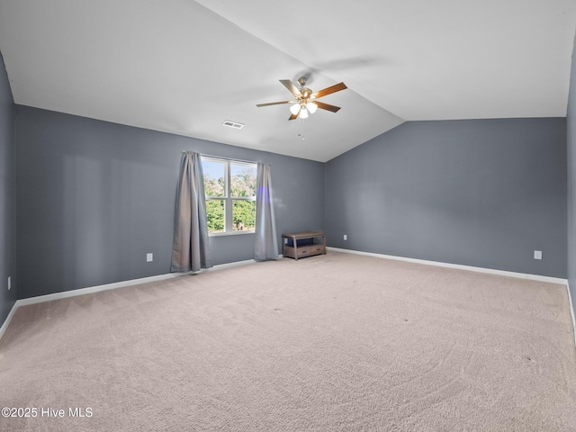 301 Stella Bridgeway Dr, Stella, NC 28582 - unfurnished room with a ceiling fan, lofted ceiling, and carpet