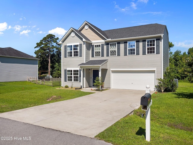 301 Stella Bridgeway Dr, Stella, NC 28582 - traditional home with an attached garage and concrete driveway