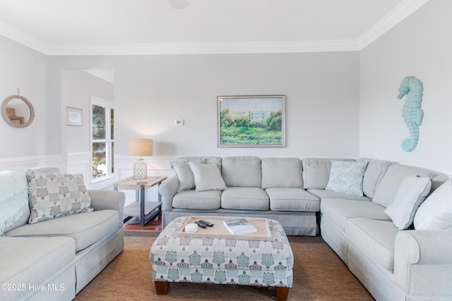2911 E Pelican Dr, Oak Island, NC 28465 - living area featuring crown molding and wainscoting