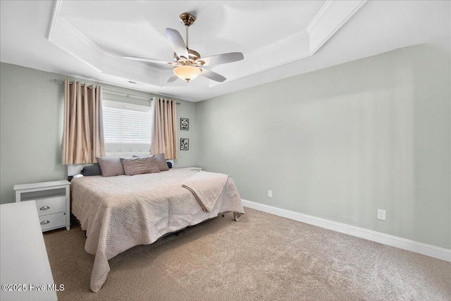 1009 Stonesthrow Ct, Leland, NC 28451 - bedroom featuring a raised ceiling, carpet floors, a ceiling fan, and crown molding