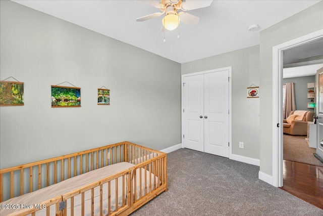 1009 Stonesthrow Ct, Leland, NC 28451 - carpeted bedroom with a closet and a ceiling fan