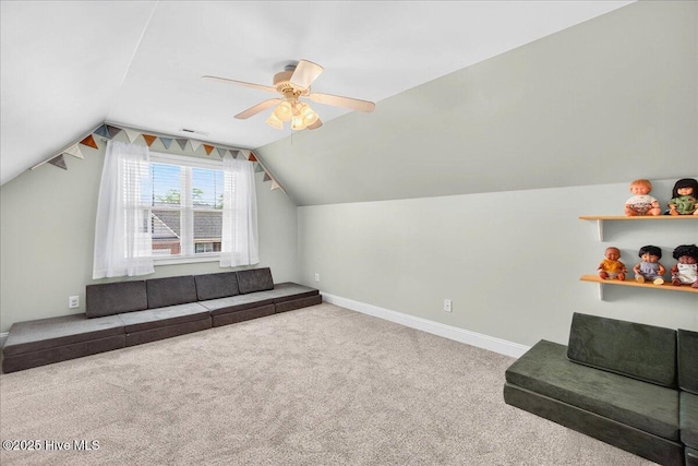 1009 Stonesthrow Ct, Leland, NC 28451 - bonus room with a ceiling fan, carpet flooring, and vaulted ceiling