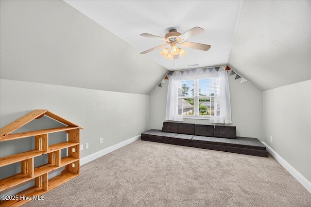1009 Stonesthrow Ct, Leland, NC 28451 - bonus room featuring vaulted ceiling, carpet, and ceiling fan