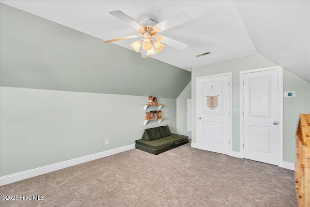 1009 Stonesthrow Ct, Leland, NC 28451 - bonus room with lofted ceiling, carpet flooring, and ceiling fan