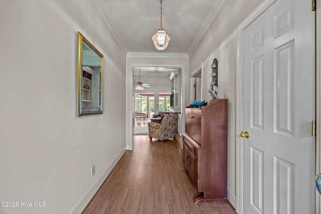1910 Big Mill Rd, Williamston, NC 27892 - hallway featuring wood finished floors and crown molding