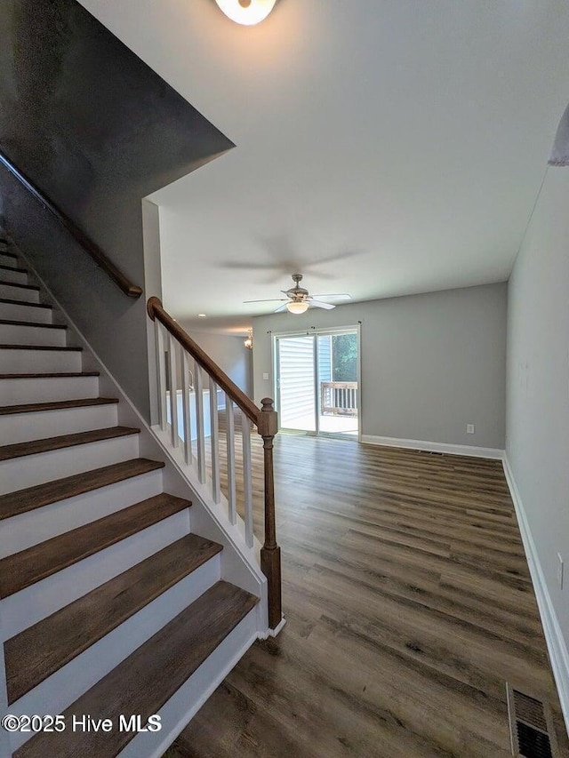 353 N Stephens St, Southern Pines, NC 28387 - stairway featuring wood finished floors and ceiling fan