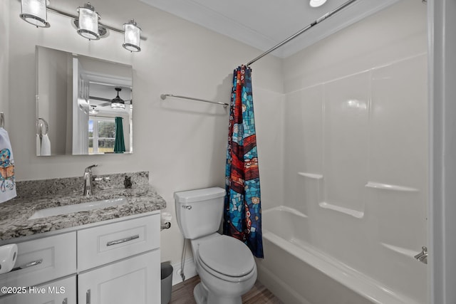 7145 Stokestown St Johns Rd, Ayden, NC 28513 - full bathroom featuring vanity, shower / bathtub combination with curtain, and wood finished floors
