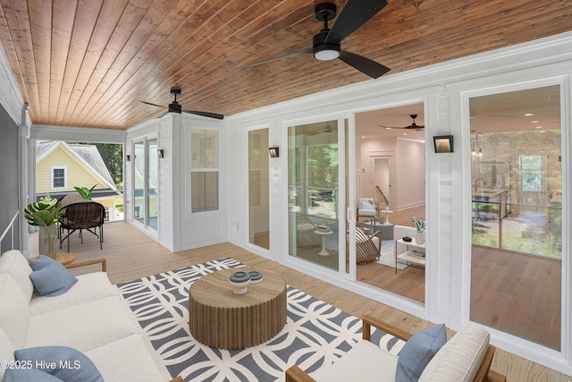 3404 Eagle Crest Dr SW, Supply, NC 28462 - sunroom / solarium featuring a ceiling fan and plenty of natural light