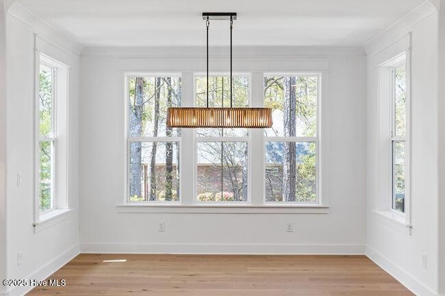 3404 Eagle Crest Dr SW, Supply, NC 28462 - unfurnished dining area featuring plenty of natural light, light wood-style flooring, and crown molding