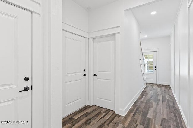 3404 Eagle Crest Dr SW, Supply, NC 28462 - corridor with dark wood-style flooring and recessed lighting