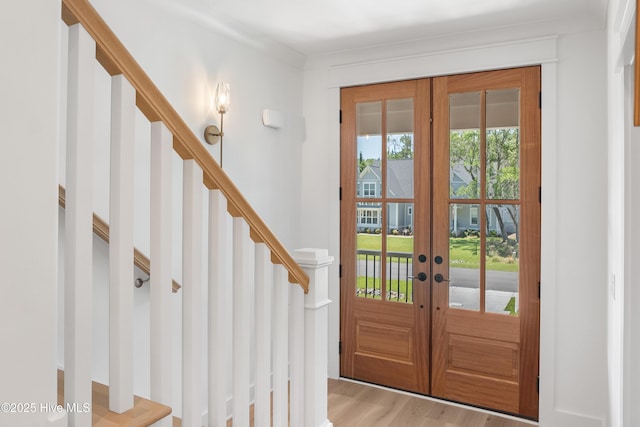 3404 Eagle Crest Dr SW, Supply, NC 28462 - entryway featuring wood finished floors, french doors, and stairs