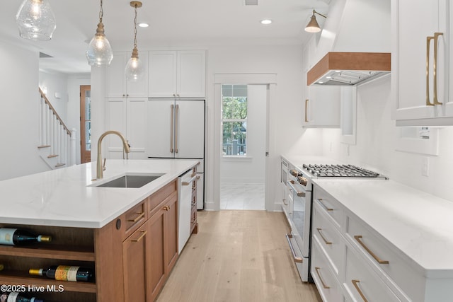 3404 Eagle Crest Dr SW, Supply, NC 28462 - kitchen with premium range hood, range with gas stovetop, dishwasher, pendant lighting, and recessed lighting