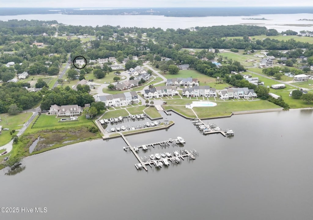 1 Bay Dr, Sneads Ferry, NC 28460 - aerial overview of property's location with a large body of water