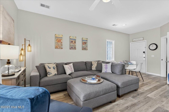 145 Royal Poste Rd # 3110, Sunset Beach, NC 28468 - living room featuring light wood-type flooring and a ceiling fan