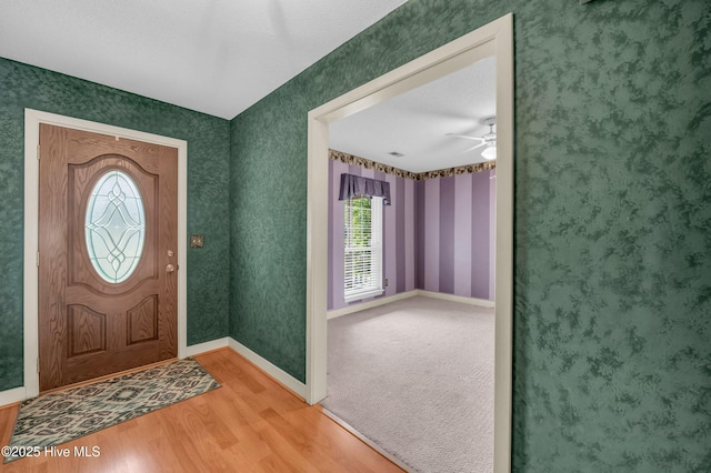 26 Combine Ln SE, Leland, NC 28451 - foyer entrance with wood finished floors and a ceiling fan