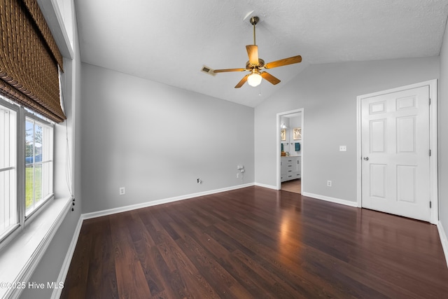 2418 Bradfield Ct, Wilmington, NC 28411 - unfurnished living room with wood finished floors, lofted ceiling, and a ceiling fan