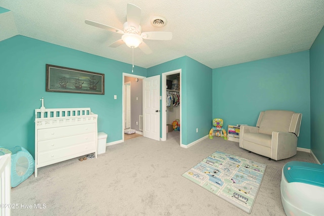 113 Lakehurst Dr, Dudley, NC 28333 - sitting room featuring a ceiling fan, carpet, and a textured ceiling