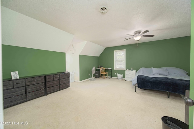 113 Lakehurst Dr, Dudley, NC 28333 - carpeted bedroom with lofted ceiling and ceiling fan