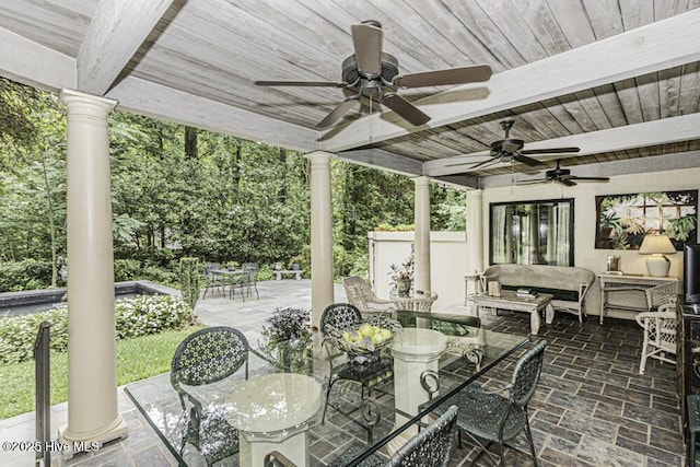 129 Steeplechase Rd, Rocky Mount, NC 27804 - view of patio with outdoor dining space, ceiling fan, and outdoor lounge area