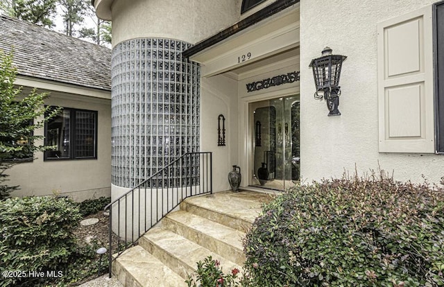 129 Steeplechase Rd, Rocky Mount, NC 27804 - doorway to property featuring stucco siding