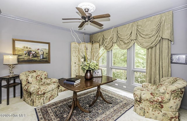 129 Steeplechase Rd, Rocky Mount, NC 27804 - home office featuring crown molding and ceiling fan