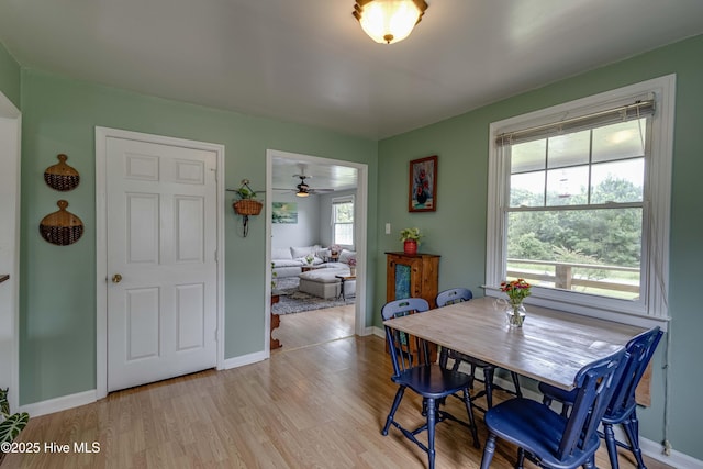 766 Swan Point Rd, Washington, NC 27889 - dining area with light wood-style floors and ceiling fan