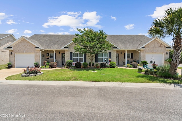 1067 Tideline Dr, Leland, NC 28451 - single story home with a garage, brick siding, a front lawn, driveway, and roof with shingles