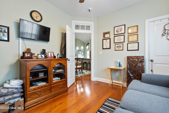 1067 Tideline Dr, Leland, NC 28451 - living room featuring wood finished floors and a ceiling fan