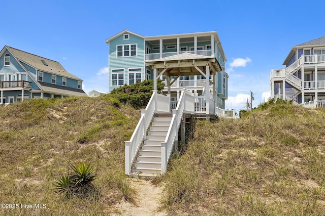 4101 Ocean Dr, Emerald Isle, NC 28594 - rear view of house with stairway