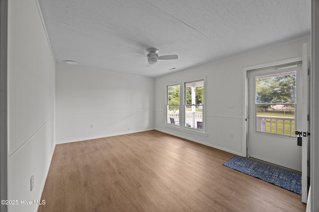 2402 S Lakeview Dr, Newport, NC 28570 - spare room with wood finished floors, a ceiling fan, and a textured ceiling