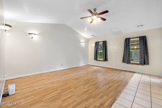 78 Clifford Rd, Red Springs, NC 28377 - unfurnished room with ceiling fan, lofted ceiling, and light wood finished floors