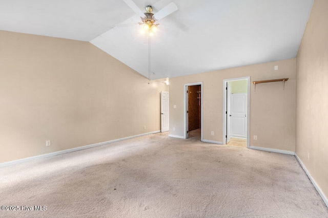 78 Clifford Rd, Red Springs, NC 28377 - empty room with ceiling fan, lofted ceiling, and light carpet