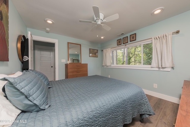 211 Fannie Creek Ln, Sneads Ferry, NC 28460 - bedroom with wood finished floors, recessed lighting, and ceiling fan