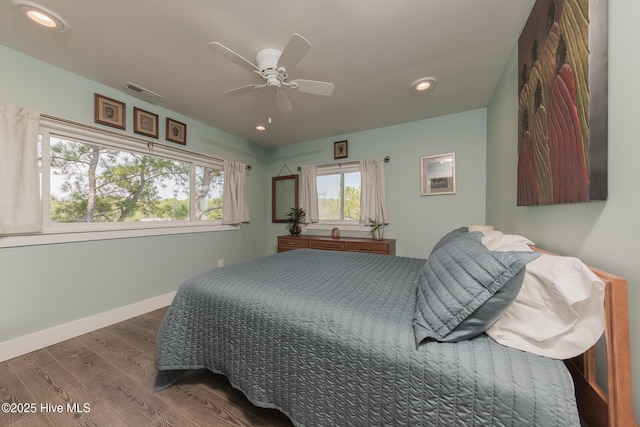 211 Fannie Creek Ln, Sneads Ferry, NC 28460 - bedroom featuring wood finished floors, ceiling fan, and recessed lighting