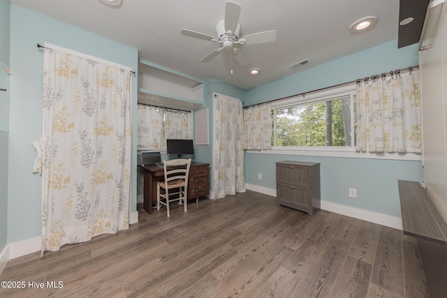 211 Fannie Creek Ln, Sneads Ferry, NC 28460 - office with wood finished floors, a ceiling fan, and recessed lighting