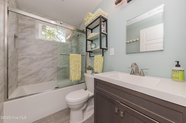 211 Fannie Creek Ln, Sneads Ferry, NC 28460 - bathroom featuring vanity, combined bath / shower with glass door, and tile patterned flooring