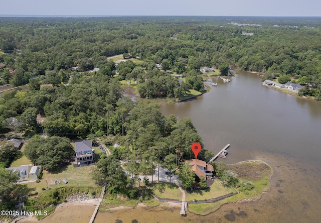 211 Fannie Creek Ln, Sneads Ferry, NC 28460 - aerial overview of property's location with a heavily wooded area and a large body of water