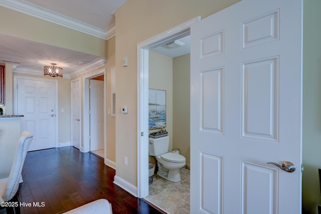 203 Sky Sail Blvd, New Bern, NC 28560 - bathroom with a chandelier, wood finished floors, and crown molding