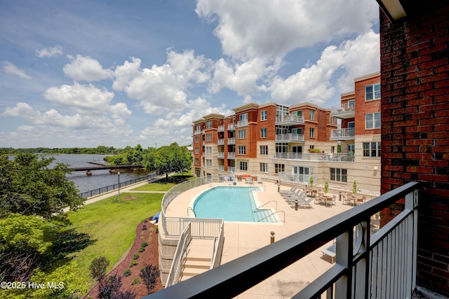 203 Sky Sail Blvd, New Bern, NC 28560 - view of pool featuring a water view and a lawn