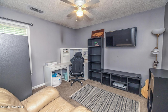 2505 Legend Dr, Wilmington, NC 28405 - carpeted office space featuring a textured ceiling and ceiling fan