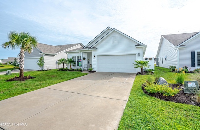 9363 Eagle Ridge Dr, Calabash, NC 28467 - ranch-style house with an attached garage, concrete driveway, and a front lawn