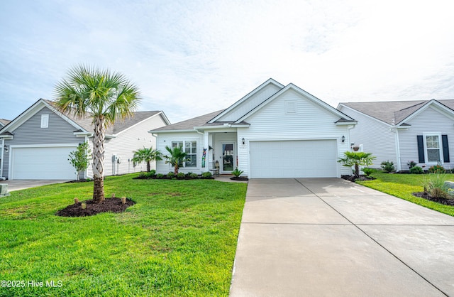 9363 Eagle Ridge Dr, Calabash, NC 28467 - ranch-style house featuring a garage, driveway, and a front lawn