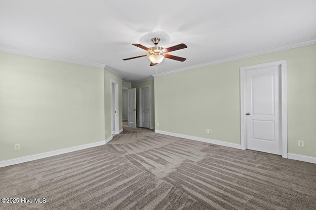 109 Creek End Ct, Swansboro, NC 28584 - empty room featuring crown molding, a ceiling fan, and carpet floors