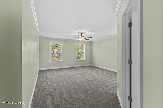 109 Creek End Ct, Swansboro, NC 28584 - carpeted empty room with ornamental molding and ceiling fan