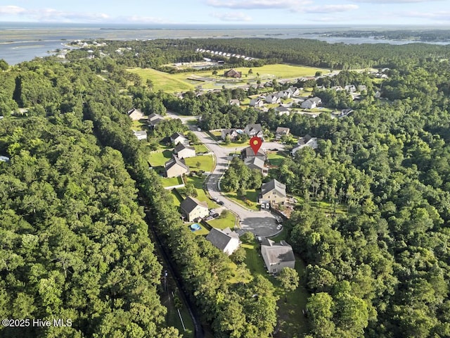 109 Creek End Ct, Swansboro, NC 28584 - aerial view of property and surrounding area with a heavily wooded area and a nearby body of water