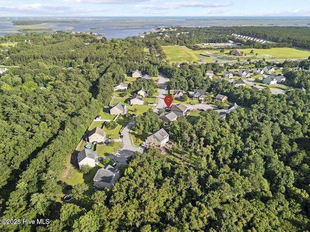 109 Creek End Ct, Swansboro, NC 28584 - aerial overview of property's location featuring a heavily wooded area and a large body of water
