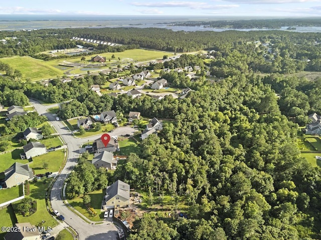 109 Creek End Ct, Swansboro, NC 28584 - aerial overview of property's location with a forest and nearby suburban area