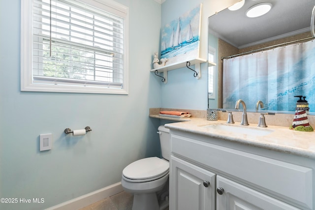 316 E Dolphin Dr, Oak Island, NC 28465 - full bathroom featuring vanity, crown molding, and tile patterned flooring