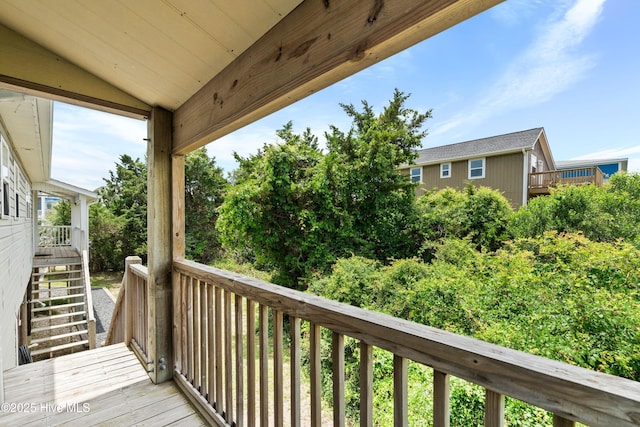 316 E Dolphin Dr, Oak Island, NC 28465 - wooden deck with stairs