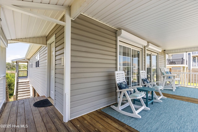 316 E Dolphin Dr, Oak Island, NC 28465 - wooden terrace with stairs